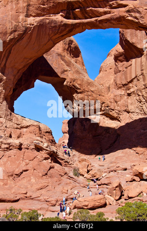 Stati Uniti d'America, Stati Uniti, America, Utah, archi, Parco Nazionale, il doppio arco, avventura, arco, grande, secco, erosione, famosa, formazione, ge Foto Stock