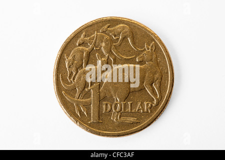 Isolato Australian Dollar coin Foto Stock