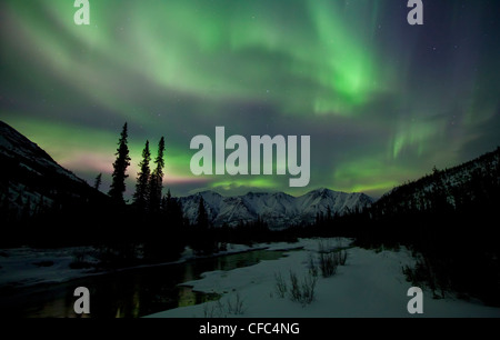 Aurorborealis luci del nord montagne Wheaton Foto Stock