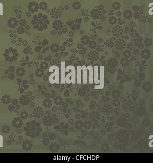 Fine di fondo con fiori e farfalle volare Foto Stock