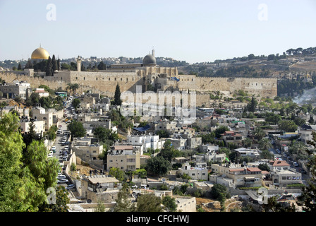 Vista della Città Vecchia di Gerusalemme dal monte Sion Foto Stock