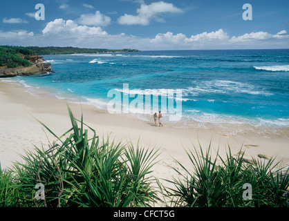 Sulla spiaggia di Nusa Lembongan, una piccola isola al largo della costa di Bali, Indonesia, Asia sud-orientale, Asia Foto Stock