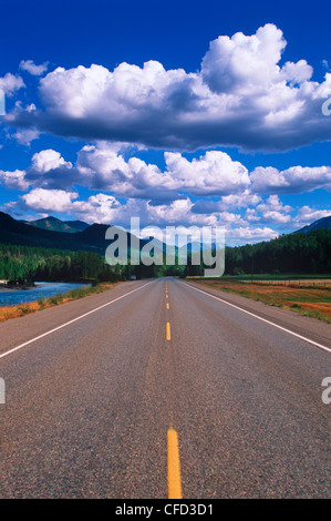 Strada da Elk River a Morrisey, vicino al Fernie, British Columbia, Canada. Foto Stock