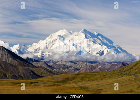 Montare Denali (ex Monte McKinley) da Stony Hill si affacciano, Parco Nazionale di Denali, Alaska, Stati Uniti d'America Foto Stock