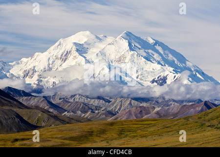 Montare Denali (ex Monte McKinley) da Stony Hill si affacciano, Parco Nazionale di Denali, Alaska, Stati Uniti d'America Foto Stock