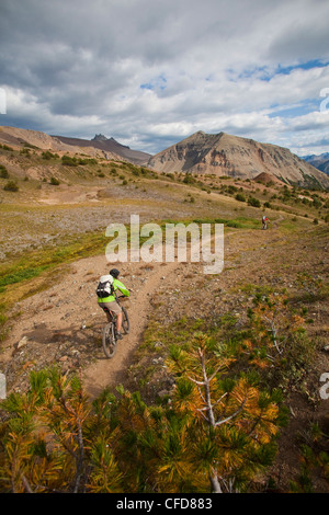 Due metà di sesso maschile di età compresa tra i ciclisti di montagna corsa perfetta Foto Stock