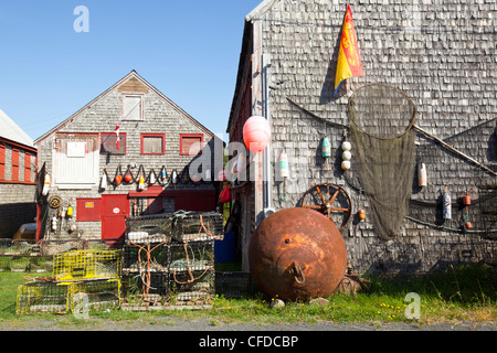 La guarnizione Cove aringa affumicata sorge National Historic Site, Guarnizione Cove, Grand manan Island, Baia di Fundy, New Brunswick, Canada Foto Stock