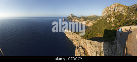 Punto di vista, Mirador d es Colomer, Mirador de Mal Pas, Cap de Formentor, capo Formentor, Maiorca, isole Baleari, Spagna, Europa Foto Stock