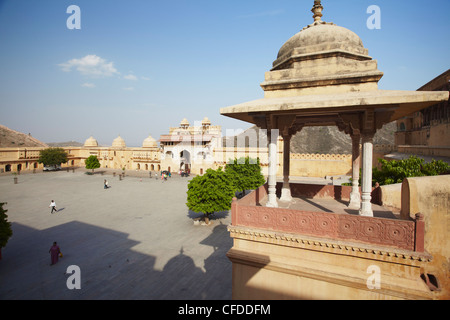 Cortile in Forte Amber, Jaipur, Rajasthan, India, Asia Foto Stock