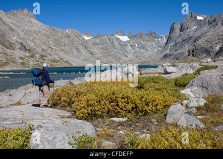 Sentiero per Titcomb bacino, Wind River Range, Wyoming, Stati Uniti d'America Foto Stock