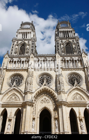 La facciata occidentale di Sainte-Croix (Santa Croce) cattedrale, Orleans, Loiret, Francia, Europa Foto Stock