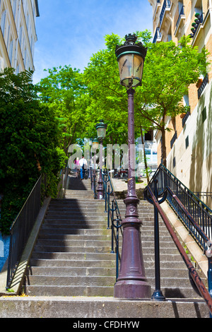 Fasi di Montmartre, immortalata in molti dipinti e fotografie, Montmartre, Parigi, Francia, Europa Foto Stock