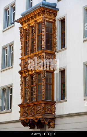 Oriel window, centro storico, San Gallo, Svizzera, Europa Foto Stock