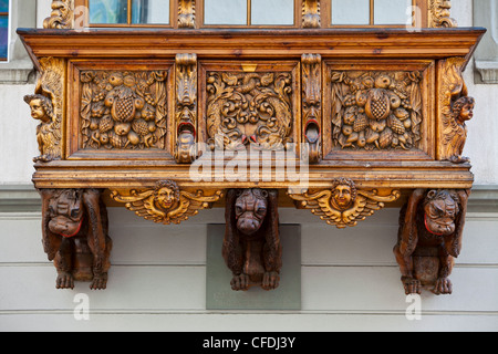 Oriel window, centro storico, San Gallo, Svizzera, Europa Foto Stock