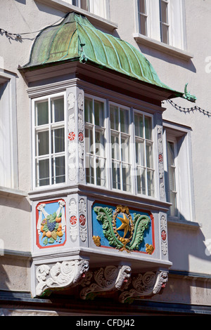 Oriel window, centro storico, San Gallo, Svizzera, Europa Foto Stock