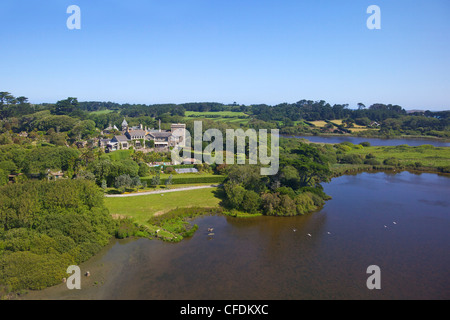 Foto aerea di Tresco Abbey, isole Scilly, England, Regno Unito, Europa Foto Stock