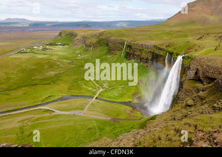 Seljalandsfoss cascata, Islanda, regioni polari Foto Stock