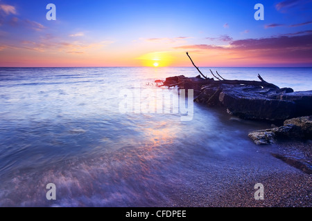 Alba sul Lago Winnipeg. Gimli, Manitoba, Canada. Foto Stock