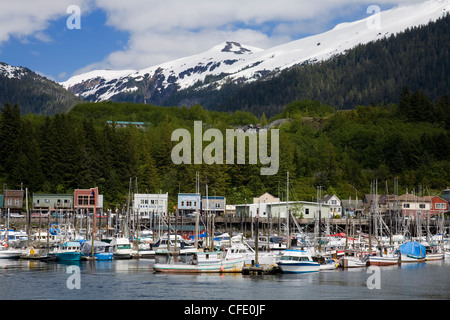 Thomas Basin barca in porto Ketchikan, a sud-est di Alaska, Stati Uniti d'America, Foto Stock