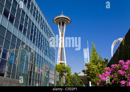 Lo Space Needle e il Seattle Center, Seattle, nello Stato di Washington, Stati Uniti d'America, Foto Stock