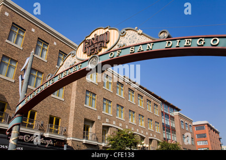 Gateway Arch nel quartiere Gaslamp, San Diego, California, Stati Uniti d'America, Foto Stock