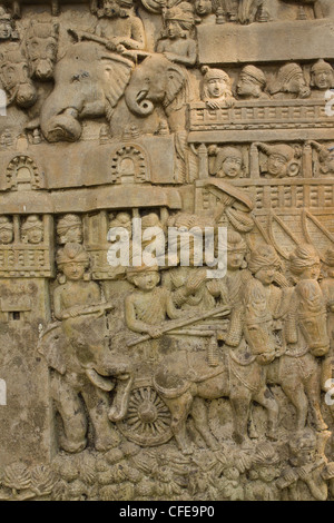 La scultura a parete in Wat Umong Foto Stock