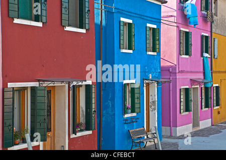 Case colorate di Burano, Venezia, Veneto, Italia Foto Stock