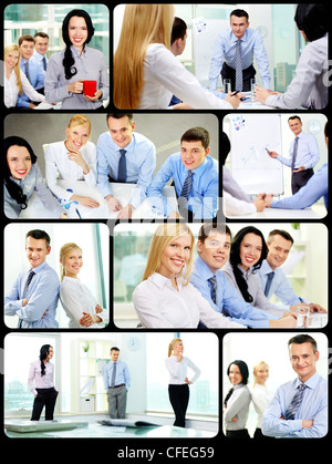 Collage di giovani fiduciosi i partner aziendali in ufficio Foto Stock