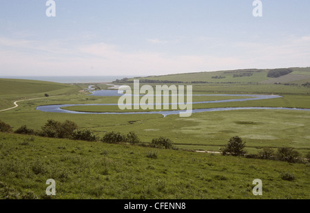 Fiume Cuckmere ES meandri & Lanca Foto Stock