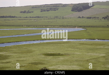 Fiume Cuckmere ES meandri & Lanca Foto Stock