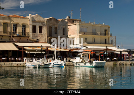 Il vecchio porto veneziano, Rethimno, Creta, Isole Greche, Grecia, Europa Foto Stock