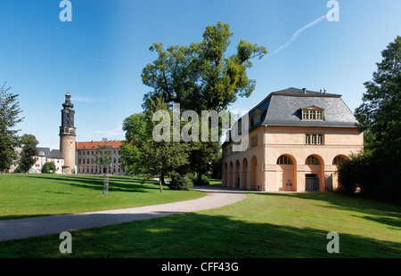 Il castello della città, sito Patrimonio Mondiale dell'UNESCO, Parco an der Ilm, Weimar, Turingia, Germania Foto Stock