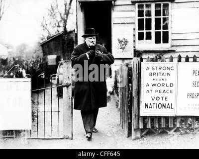 Ministro Churchill durante la campagna elettorale,Londra,1935 Foto Stock