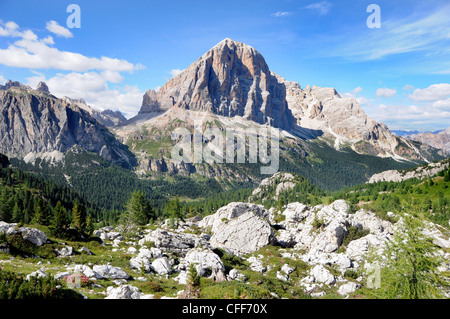 Paesaggio di montagna in sunligth, Dolomiti ampezzane, Alto Adige, Alto Adige, Italia, Europa Foto Stock