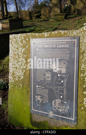 Cimitero lapide in Haworth, West Yorkshire, Inghilterra Foto Stock