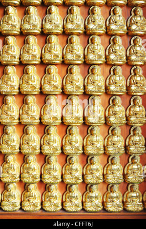 10000 Golden Buddha nel tempio Cinese Foto Stock