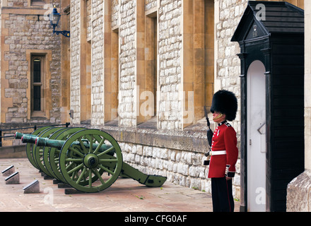 Protezione dell'esercito al di fuori della Jewel House nella Torre di Londra. Foto Stock