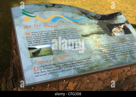 Scheda di informazioni al di fuori della casa di ghiaccio a Tentsmuir Riserva Naturale Nazionale in Fife Scozia Scotland Foto Stock