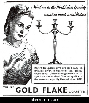 Scaglie di oro sigarette un annuncio da 1947 Foto Stock