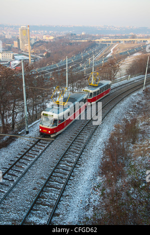 Ohrada a Palmovka tram viadotto ponte (1990) Praga Repubblica Ceca Europa Foto Stock