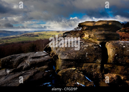 Brimham Rocks tra Ripon e ponte Pateley North Yorkshire Foto Stock