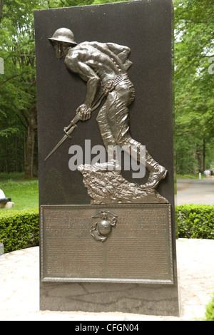 Stati Uniti Marine Memorial in legno Belleau commemora la battaglia nel 1918 nella Prima Guerra Mondiale in Francia Foto Stock