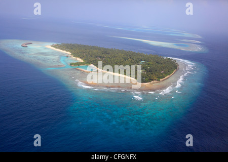 Vista aerea di Filitheyo Island, Maldive Foto Stock