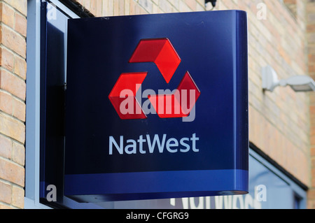 NatWest Bank segno, Cambridge, Inghilterra, Regno Unito Foto Stock