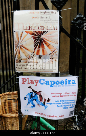 Concerto di quaresima e giocare capoeira poster, Cambridge, Inghilterra, Regno Unito Foto Stock