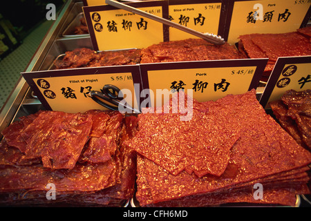 Cina, Macao, tipica carne pressata visualizzare una specialità alimentare di Macao Foto Stock