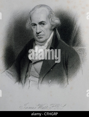 James Watt (1736-1819). Inventore scozzese. Incisione. Xix secolo. Foto Stock