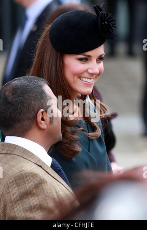 La duchessa di Cambridge alla De Montfort University,Leicester,Giovedì 8 marzo. Foto Stock