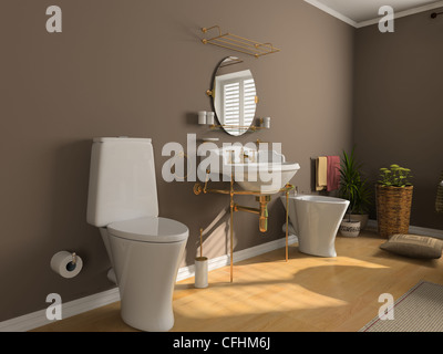 Bagno moderno interno (3d rendering) Foto Stock