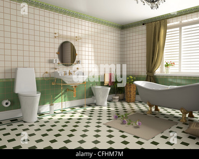 Bagno moderno interno (3d rendering) Foto Stock